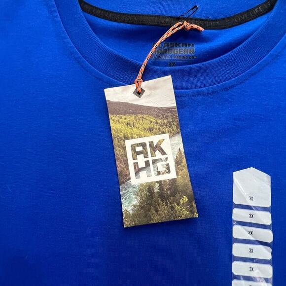 AKHG x Duluth Trading Co Crosshaul Elbow Sleeve Crop Tee, Sapphire, size 3X - Picture 9 of 12